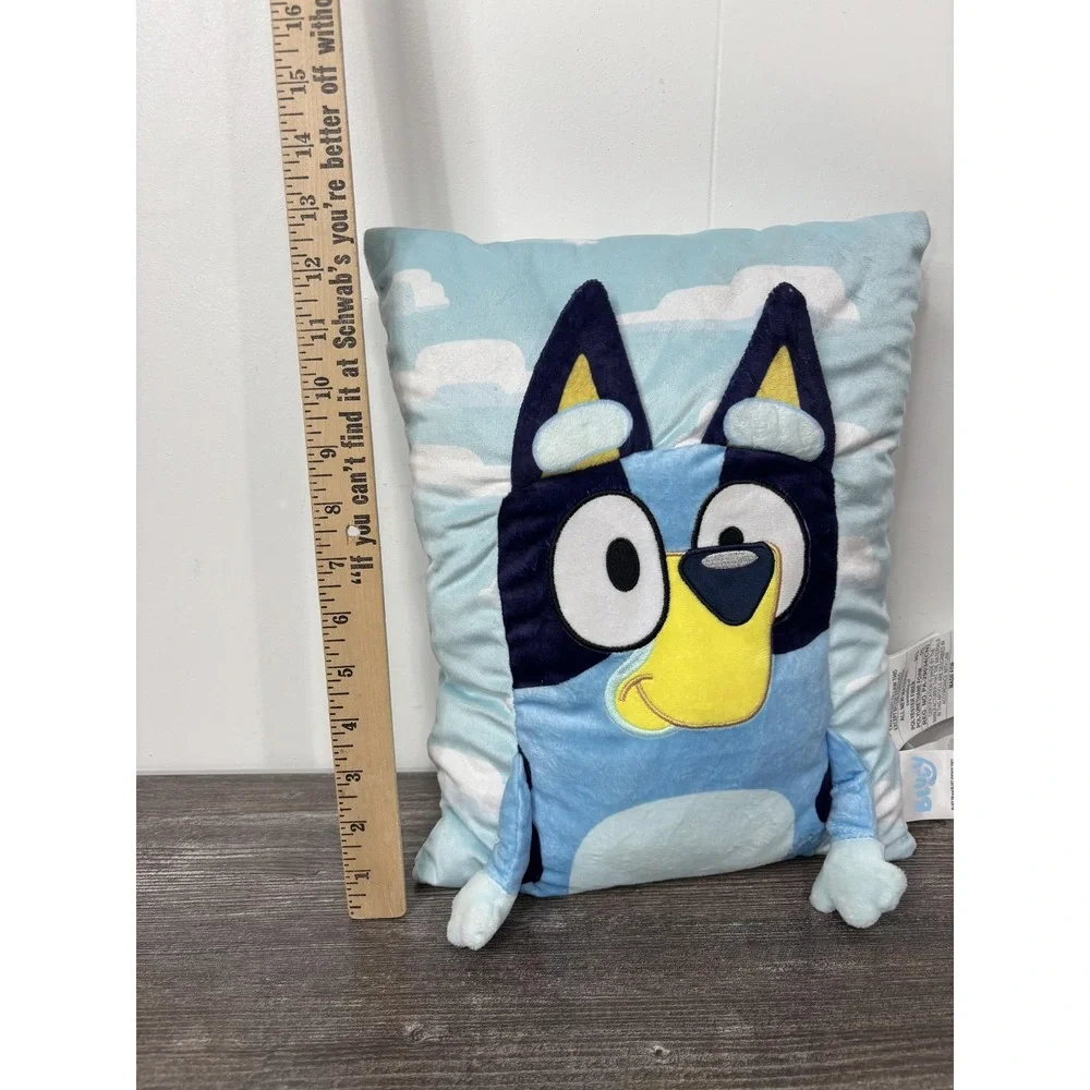 Bluey Plush Pillow Kids Blue Rectangle 12x10 Cloud Print Jay Franco Nursery